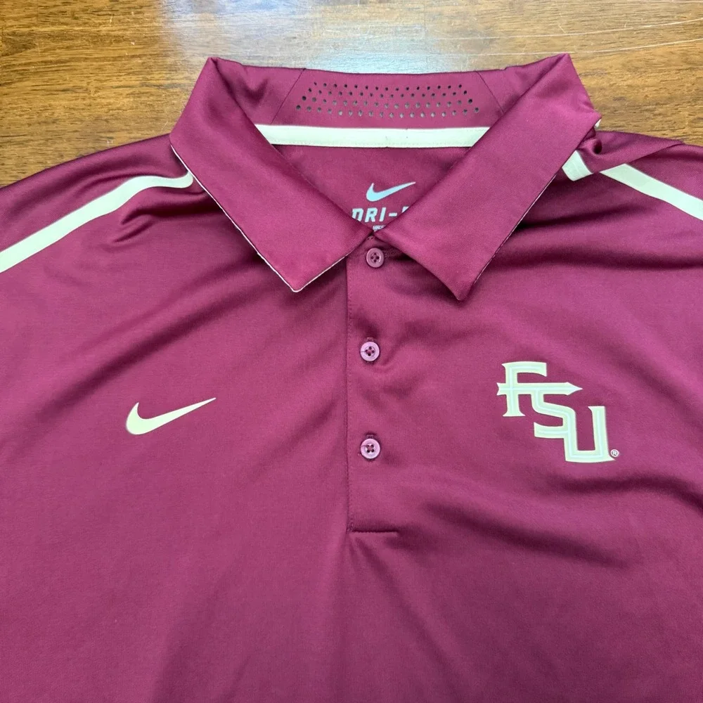 Nike Polo Shirt Mens XL Maroon Florida State FSU Dri-FIT Performance Golf 29526X